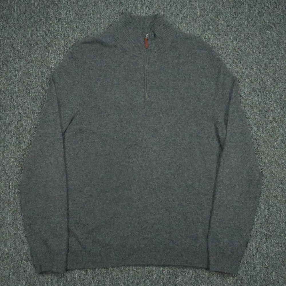 Nordstrom Sweater Mens XL Gray Quarter Zip Cashmere Mock Neck Mens Shop‎ *